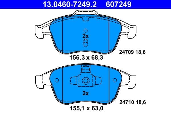 set placute frana,frana disc ATE 13.0460-7249.2