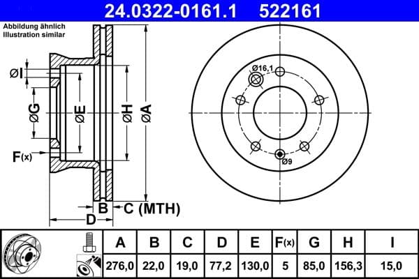 Disc frana ATE PowerDisc 24.0322-0161.1