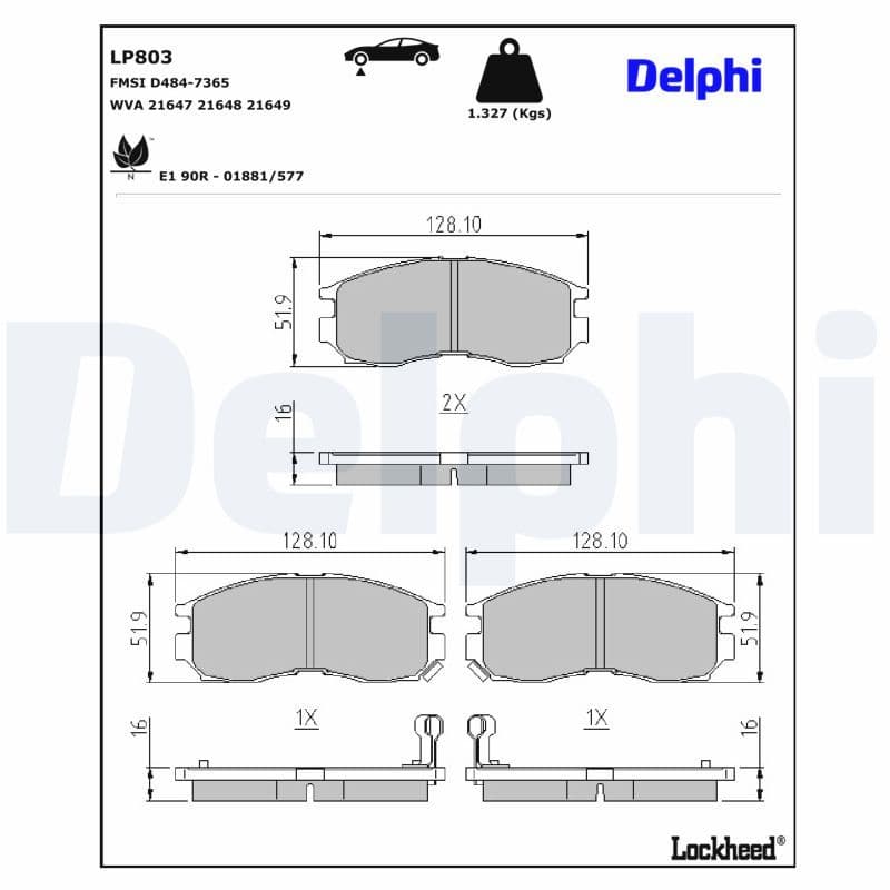 set placute frana,frana disc DELPHI LP803