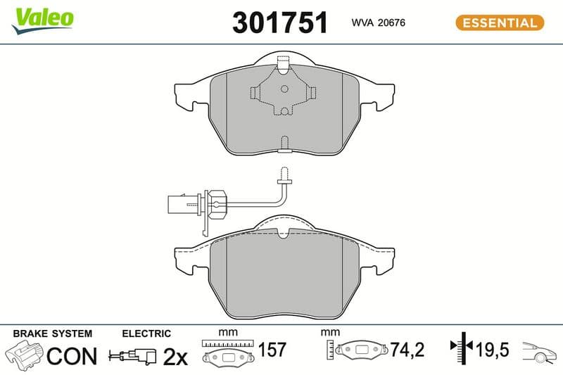 set placute frana,frana disc VALEO ESSENTIAL 301751