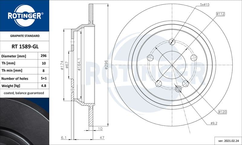 Disc frana ROTINGER GRAPHITE LINE RT 1589-GL