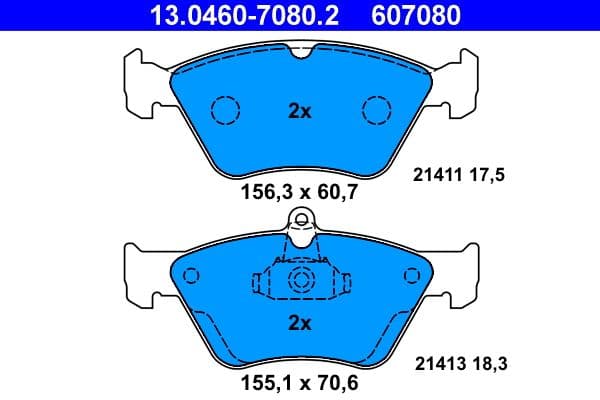 set placute frana,frana disc ATE 13.0460-7080.2