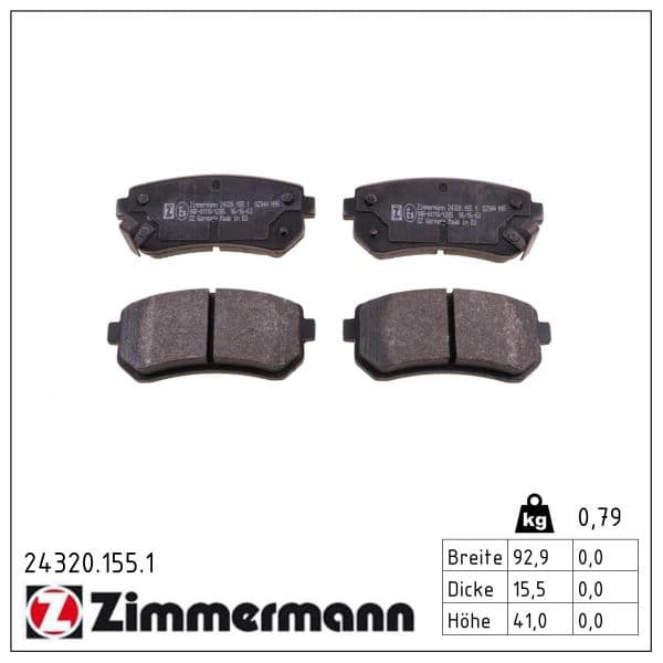 set placute frana,frana disc ZIMMERMANN 24320.155.1