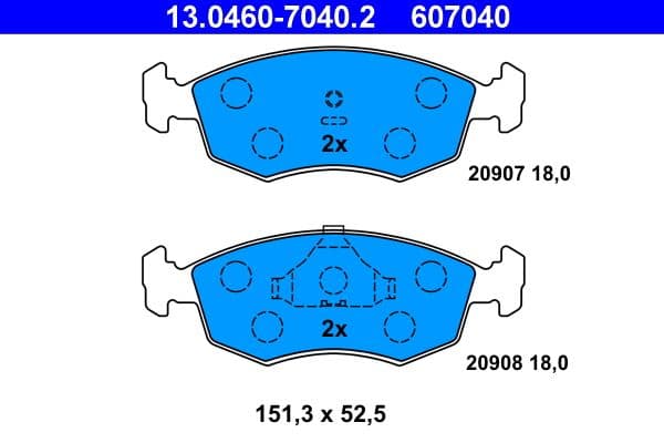 set placute frana,frana disc ATE 13.0460-7040.2