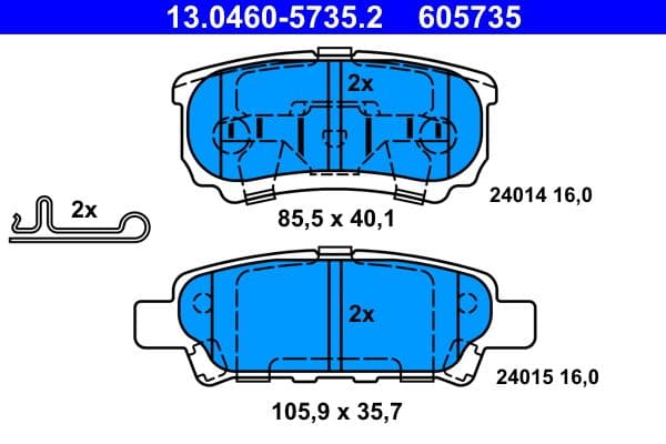 set placute frana,frana disc ATE 13.0460-5735.2