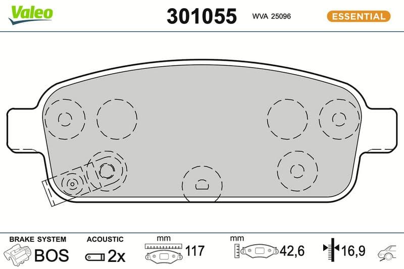 set placute frana,frana disc VALEO ESSENTIAL 301055