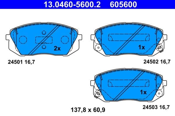 set placute frana,frana disc ATE 13.0460-5600.2