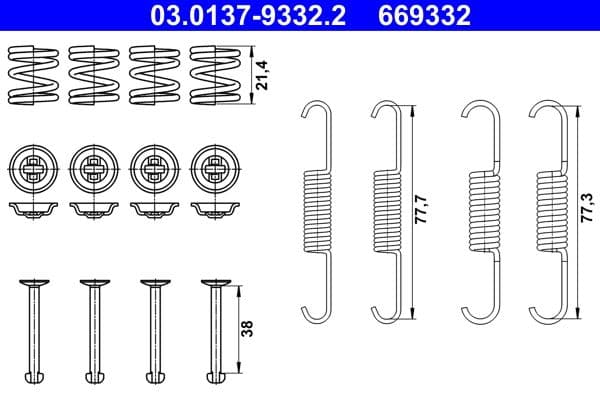 set accesorii, saboti frana parcare ATE 03.0137-9332.2