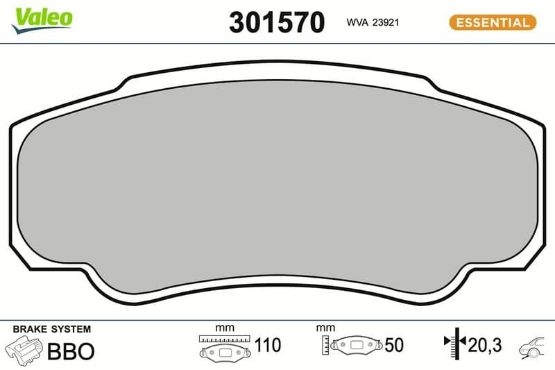set placute frana,frana disc VALEO ESSENTIAL 301570