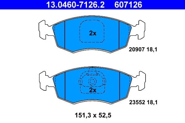 set placute frana,frana disc ATE 13.0460-7126.2