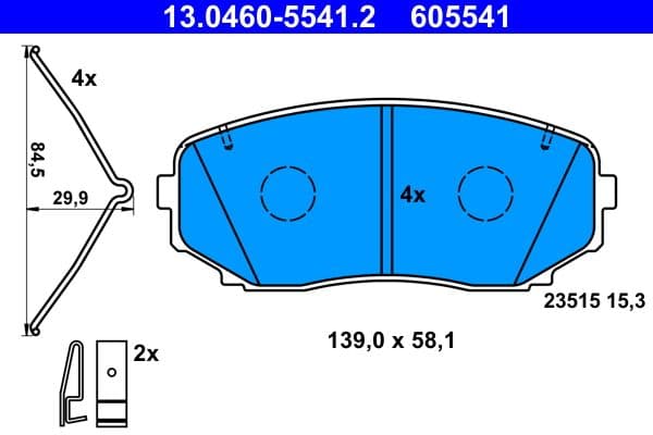 set placute frana,frana disc ATE 13.0460-5541.2