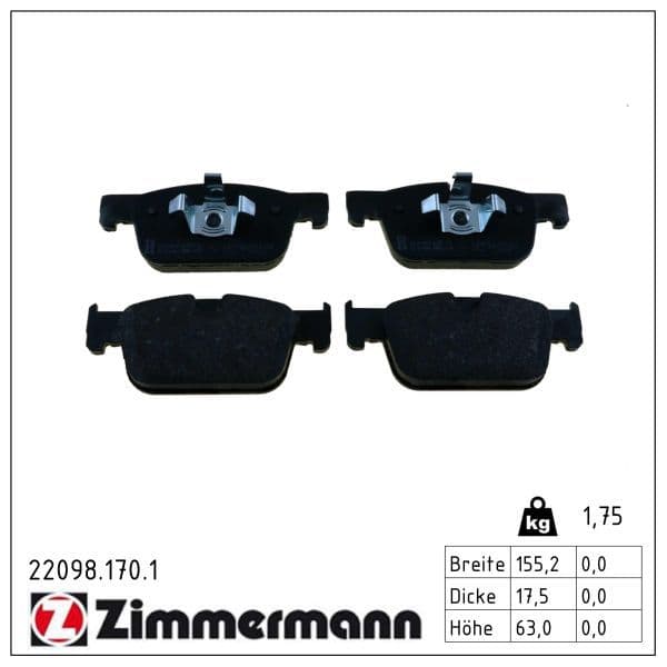 set placute frana,frana disc ZIMMERMANN 22098.170.1