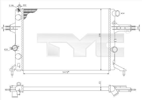 Radiator, racire motor TYC 725-0021