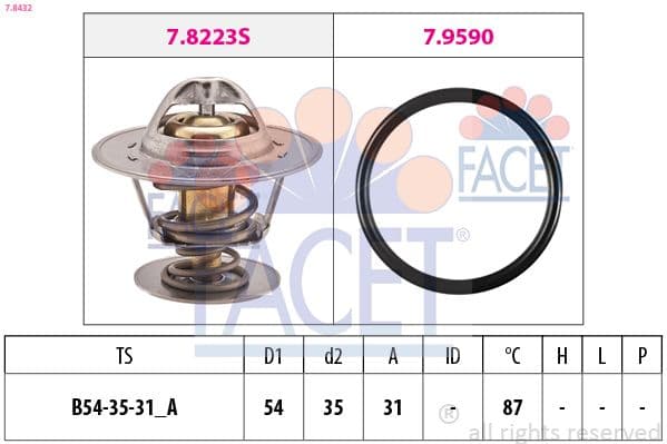 termostat,lichid racire FACET Made in Italy - OE Equivalent 7.8432
