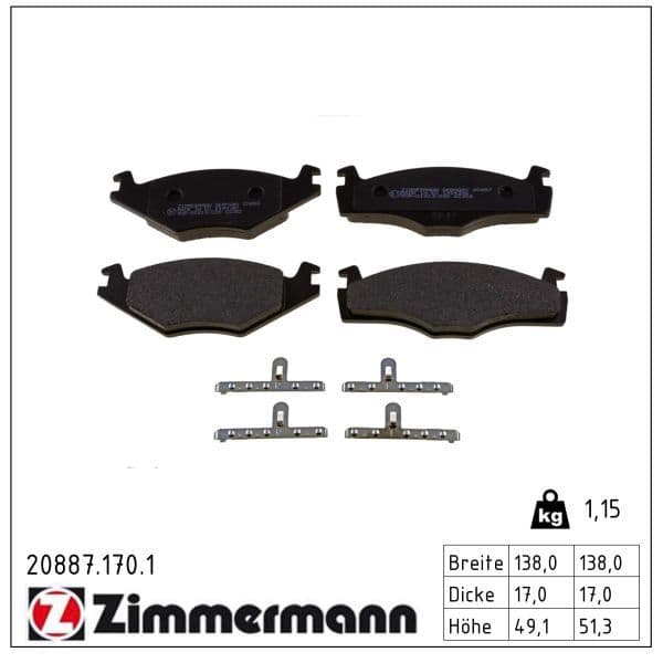 set placute frana,frana disc ZIMMERMANN 20887.170.1
