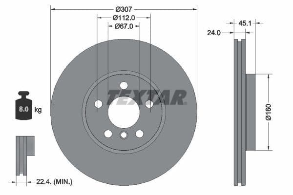 Disc frana TEXTAR PRO+ 92347205