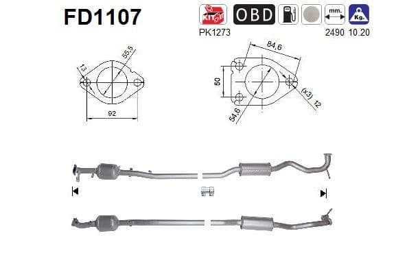 Filtru funingine/particule, sist.de esapament AS-PL FD1107