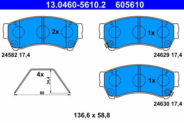 set placute frana,frana disc ATE 13.0460-5610.2