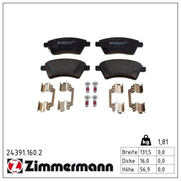 set placute frana,frana disc ZIMMERMANN 24391.160.2