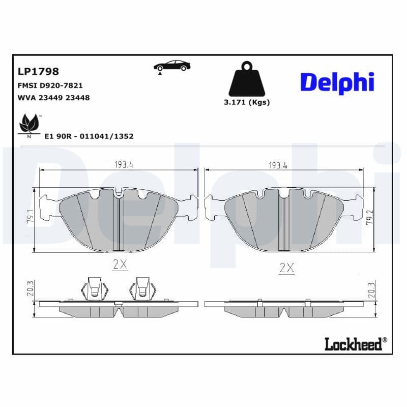 set placute frana,frana disc DELPHI LP1798