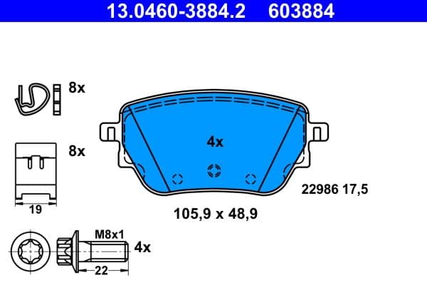 set placute frana,frana disc ATE 13.0460-3884.2