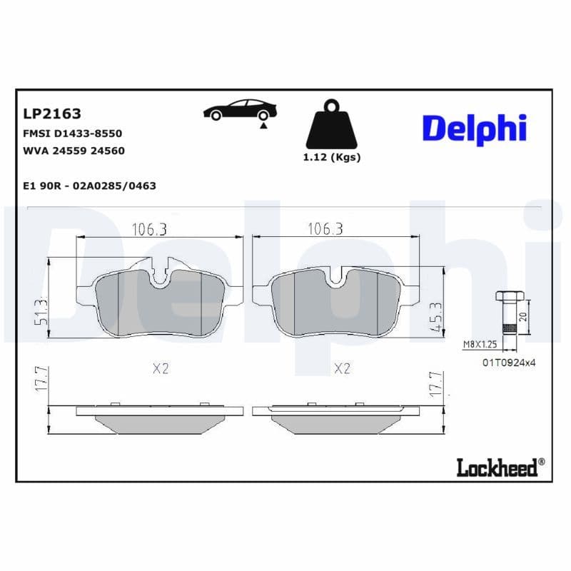set placute frana,frana disc DELPHI LP2163