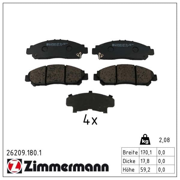 set placute frana,frana disc ZIMMERMANN 26209.180.1