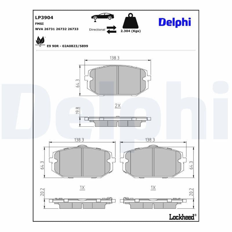 set placute frana,frana disc DELPHI LP3904