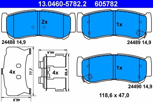 set placute frana,frana disc ATE 13.0460-5782.2