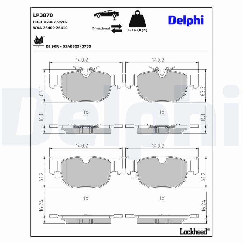 set placute frana,frana disc DELPHI LP3870