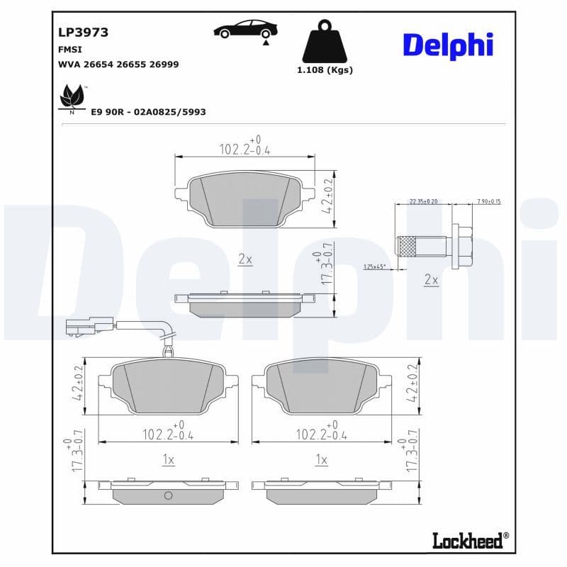set placute frana,frana disc DELPHI LP3973