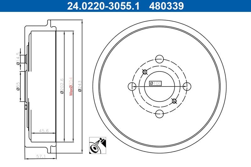 Tambur frana ATE 24.0220-3055.1