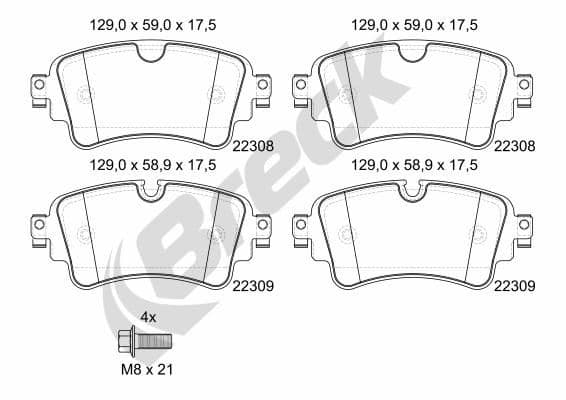 set placute frana,frana disc BRECK 22308 00 702 00