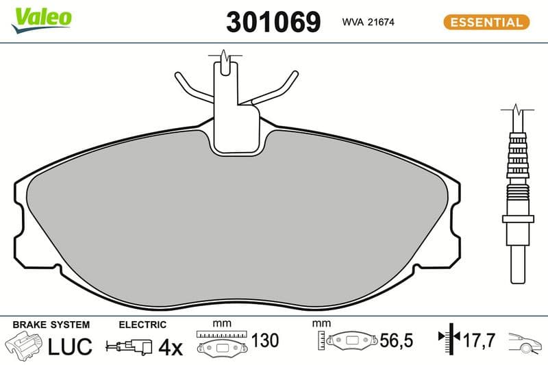 set placute frana,frana disc VALEO ESSENTIAL 301069
