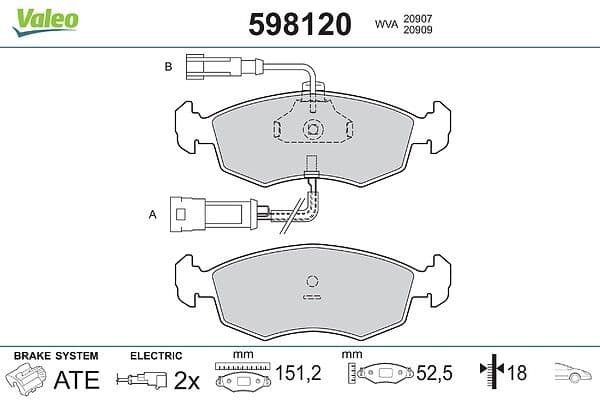 set placute frana,frana disc VALEO 598120
