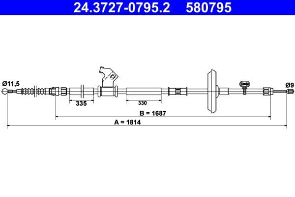 Cablu, frana de parcare ATE 24.3727-0795.2