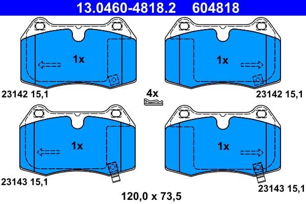 set placute frana,frana disc ATE 13.0460-4818.2