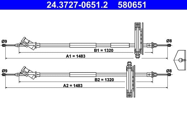 Cablu, frana de parcare ATE 24.3727-0651.2