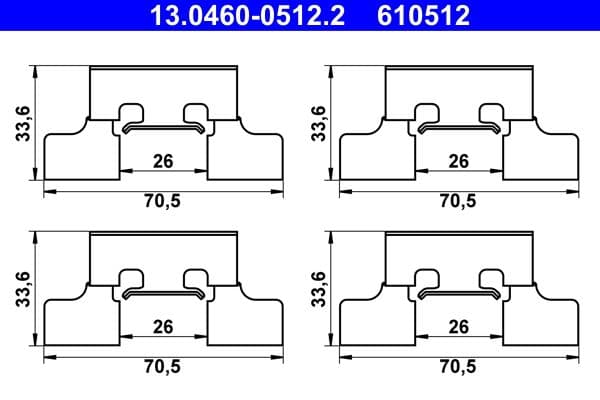 Set accesorii, placute frana ATE 13.0460-0512.2