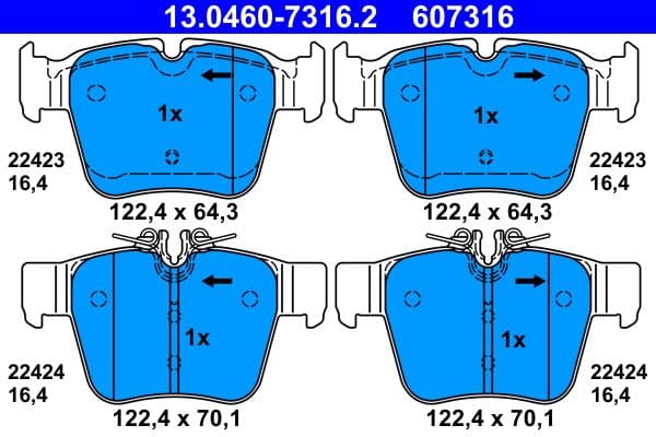 set placute frana,frana disc ATE 13.0460-7316.2