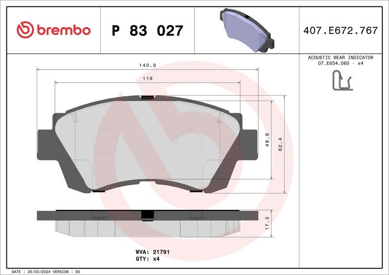 set placute frana,frana disc BREMBO PRIME LINE P 83 027