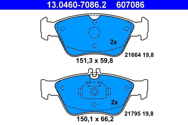 set placute frana,frana disc ATE 13.0460-7086.2