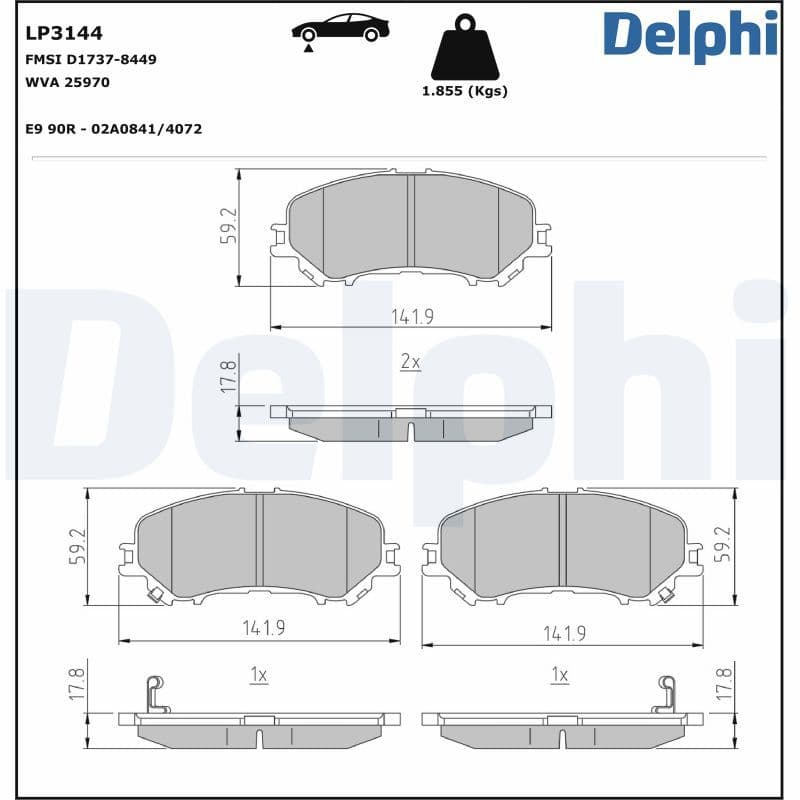 set placute frana,frana disc DELPHI LP3144