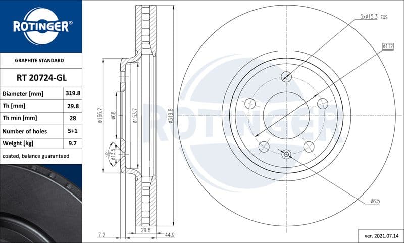 Disc frana ROTINGER GRAPHITE LINE RT 20724-GL