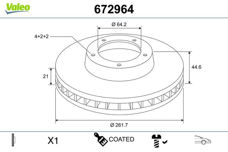 Disc frana VALEO COATED 672964