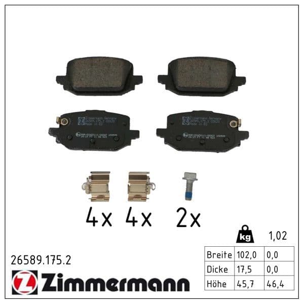 set placute frana,frana disc ZIMMERMANN 26589.175.2