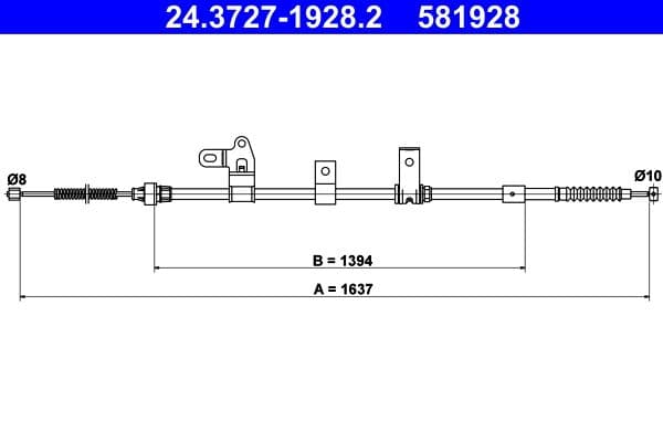Cablu, frana de parcare ATE 24.3727-1928.2