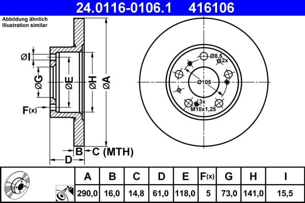 Disc frana ATE 24.0116-0106.1