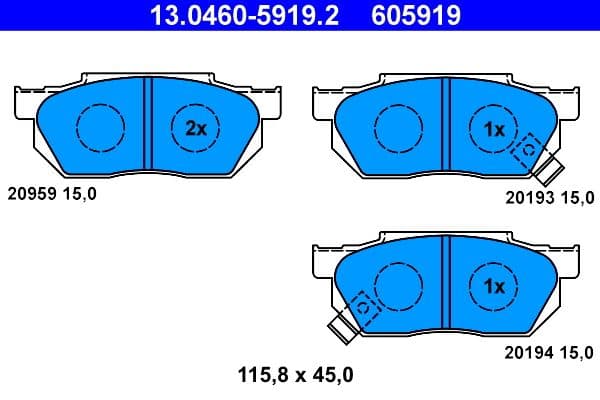 set placute frana,frana disc ATE 13.0460-5919.2