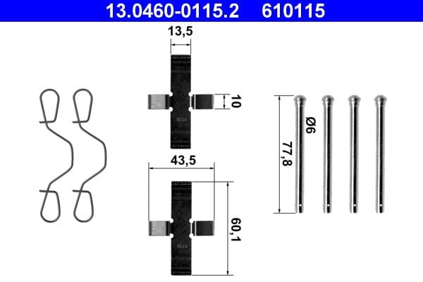 Set accesorii, placute frana ATE 13.0460-0115.2